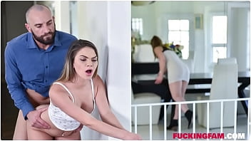 Athena Faris gives a blow blowjob to her step-father under the table