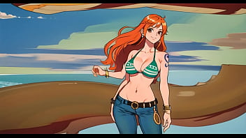 Nami from One Lump in 3 dimensional manga pornography toon